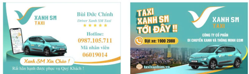 card visit taxi Xanh SM