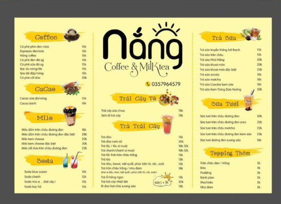 Thiết Kế Menu Quán Coffee & Trà Sữa