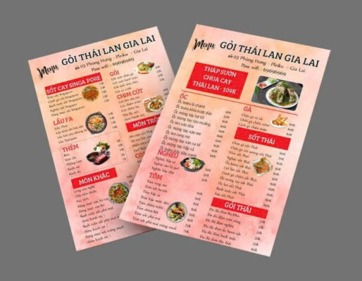 Vector Menu nhà hàng gỏi Thái Lan