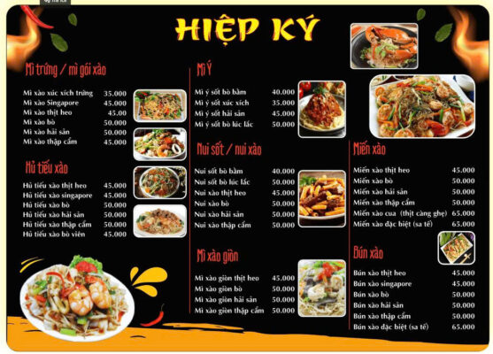 meun mỳ xào quán bún hiệp ký vector