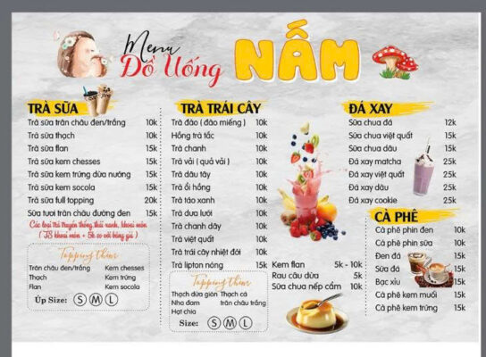 menu đồ uống ăn vặt