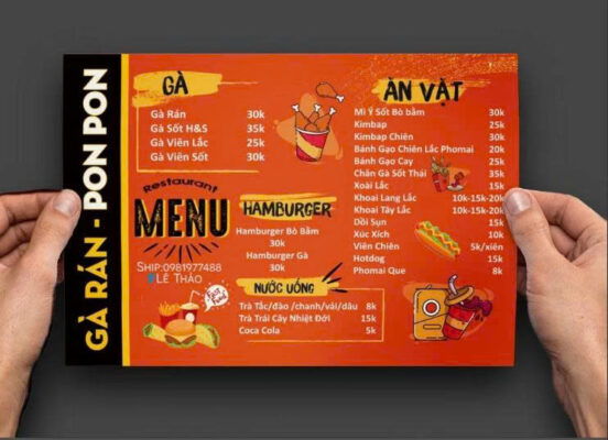 Menu Đồ Ăn Nhanh Gà Rán Chuẩn Hiện Đại Dành Cho Mô Hình Fast Food