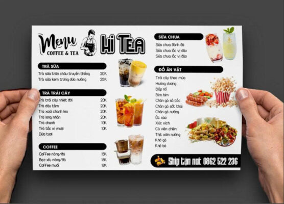 Mẫu Menu Quán Trà Sữa & Cà Phê Hi Tea Thiết Kế Đẹp Mắt
