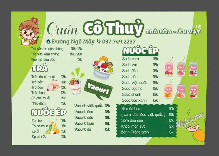 Menu Đồ Uống Trà Sữa Ăn Vặt Tông Xanh Lá Hiện Đại
