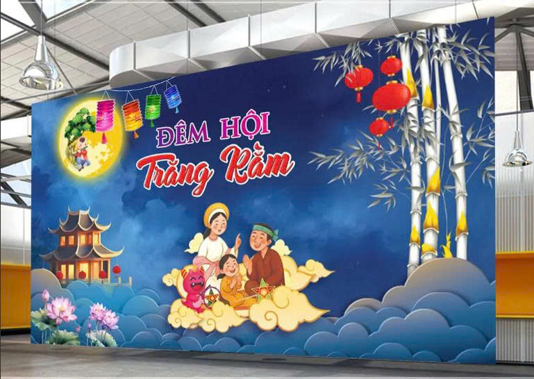 Mẫu Phông Nền Đêm Hội Trăng Rằm Sống Động Đầy Màu Sắc