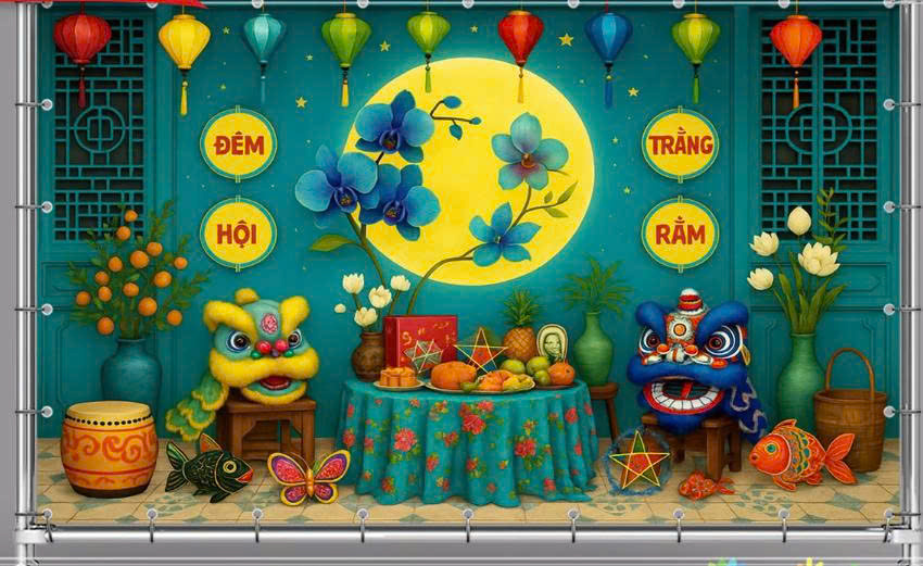 Backdrop Trung Thu Nghệ Thuật Dành Cho Sân Khấu Thiếu Nhi