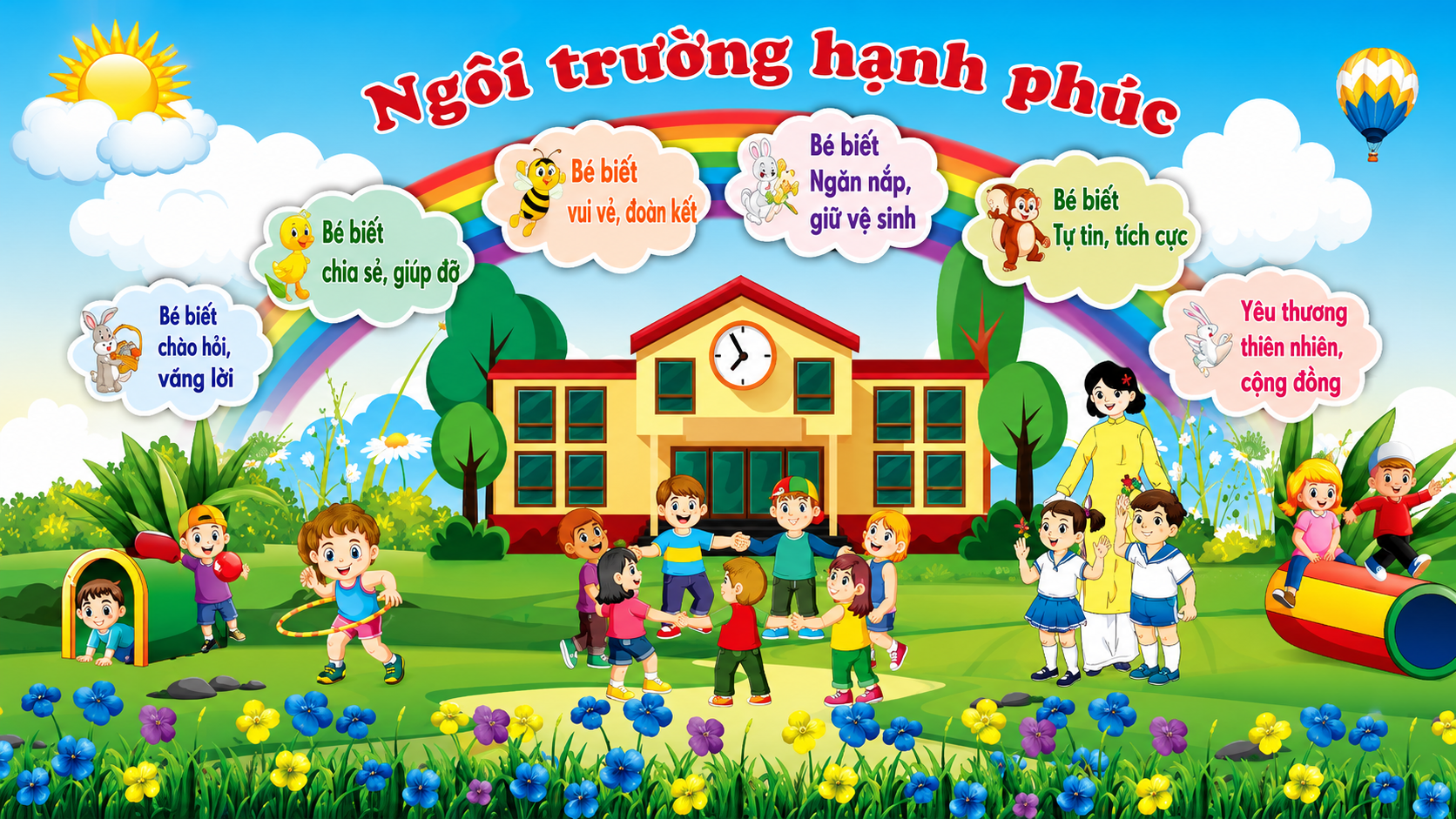 Vector "Ngôi Trường Hạnh Phúc" (AI/EPS) - Mẫu Thiết Kế Hiện Đại Cho Giáo Dục