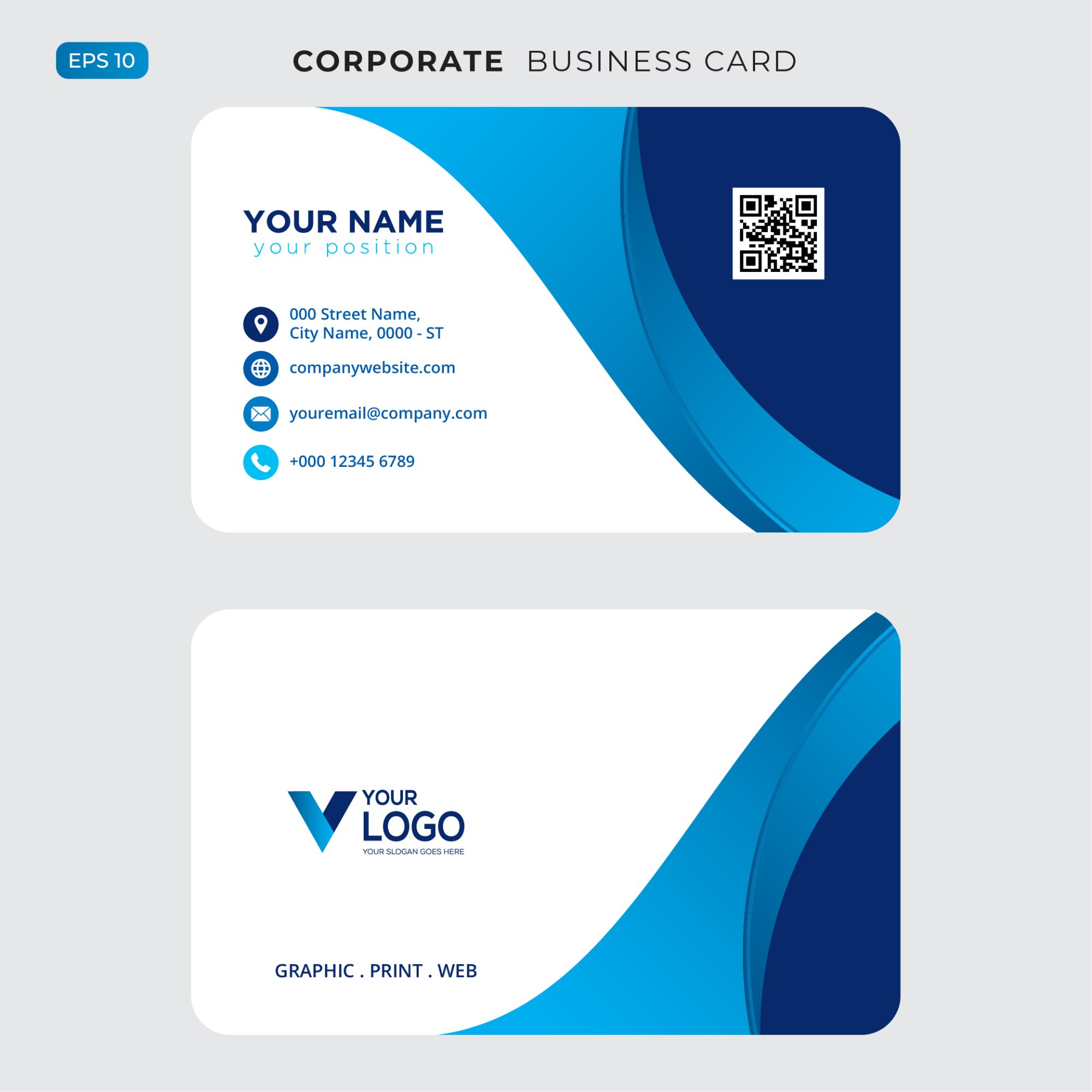 Vector Danh Thiếp (Card Visit) Tone Xanh Thanh Lịch, Hiện Đại & Chuyên Nghiệp (AI/EPS)