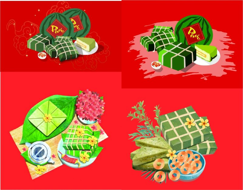 Bộ file vector bánh chưng