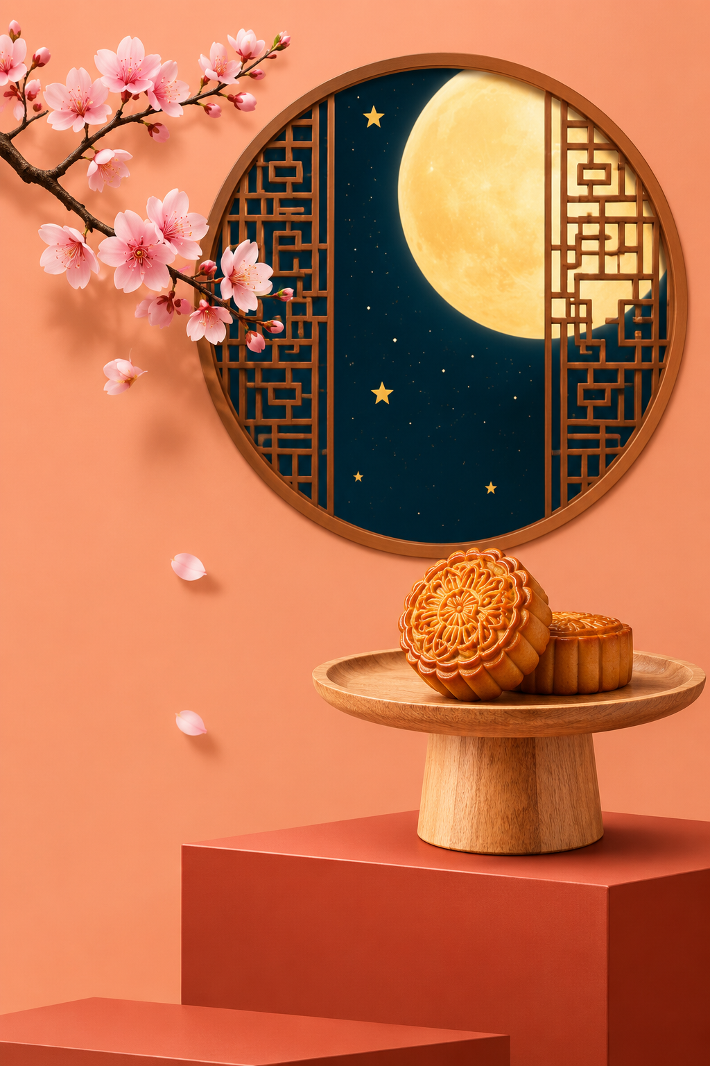 Vector Poster Bánh Trung Thu Phong Cách Cổ Điển (Vintage/Retro) – File Chuẩn In Ấns