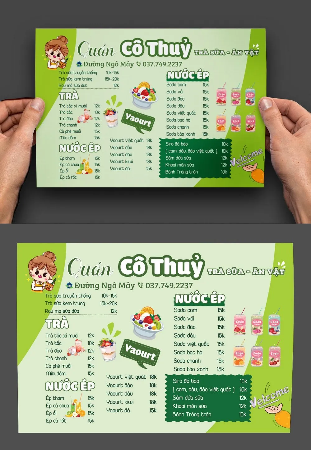 Tải File Vector Thiết Kế Menu Đồ Uống Trà Sữa Ăn Vặt Phong Cách Hoạt Hình Dễ Thương