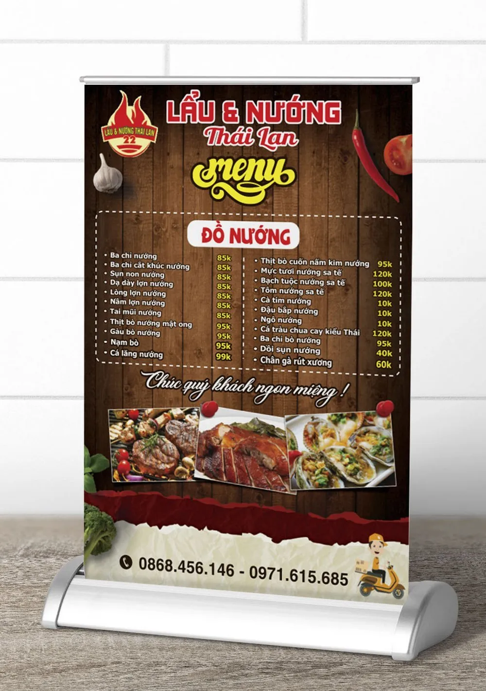 Tải File Vector Mẫu Standee Cuốn Thực Đơn Lẩu Nướng Thái Lan Chuyên Nghiệp, Hấp Dẫn