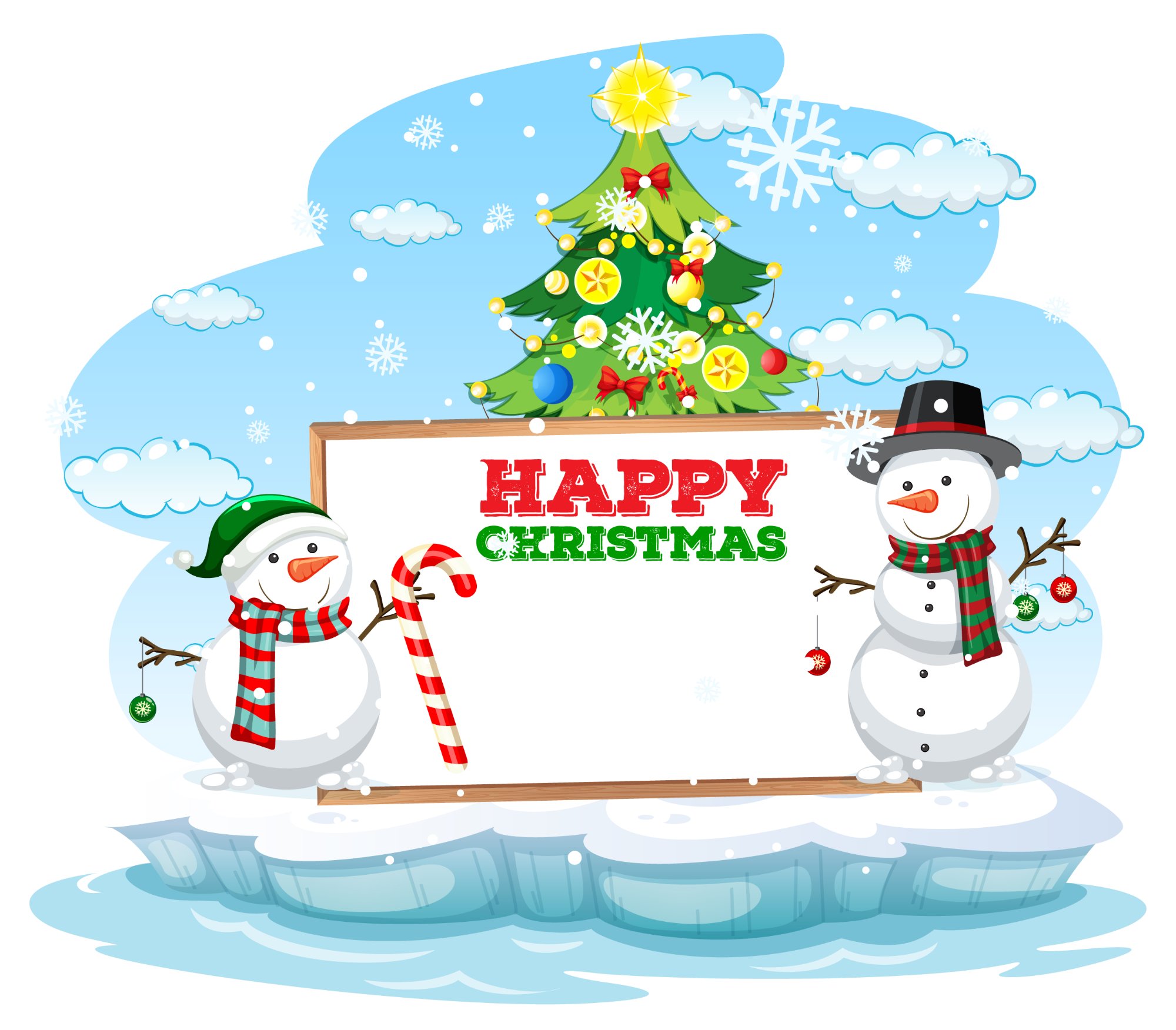 Vector Banner Trống Mùa Đông – Bộ Nhân Vật Người Tuyết Dễ Thương Decor Noel