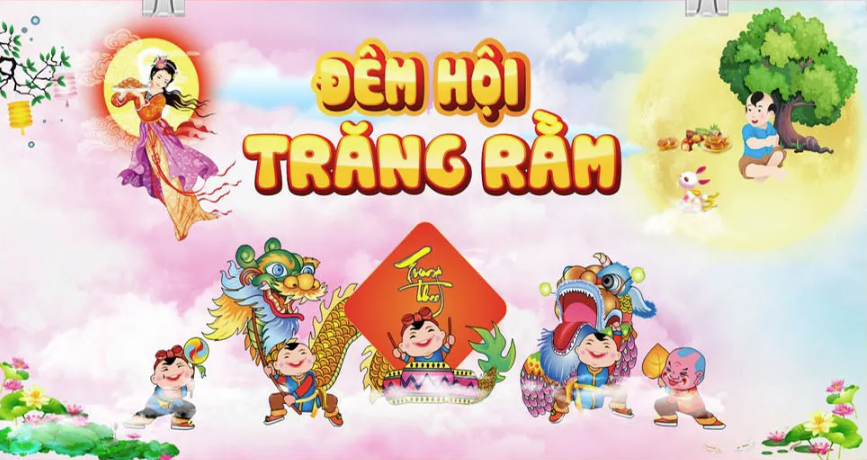 Tải File Vector Banner Đêm Hội Trăng Rằm Rực Rỡ Hằng Nga, Chú Cuội Và Múa Lân Truyền Thống