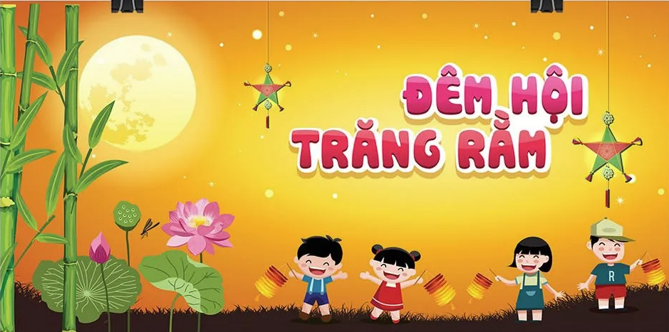 Tải File Vector Thiết Kế Đêm Hội Trăng Rằm Trẻ Em Vui Trung Thu Cùng Đèn Lồng & Trăng Sáng