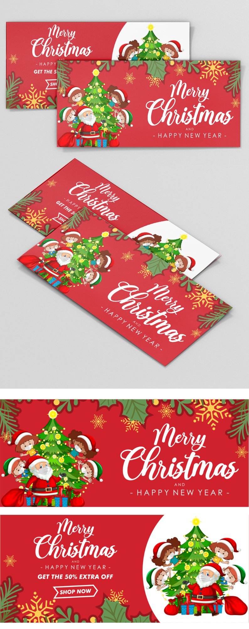 Vector Mẫu Phiếu Quà Tặng Giáng Sinh (Christmas Gift Voucher / Coupon)