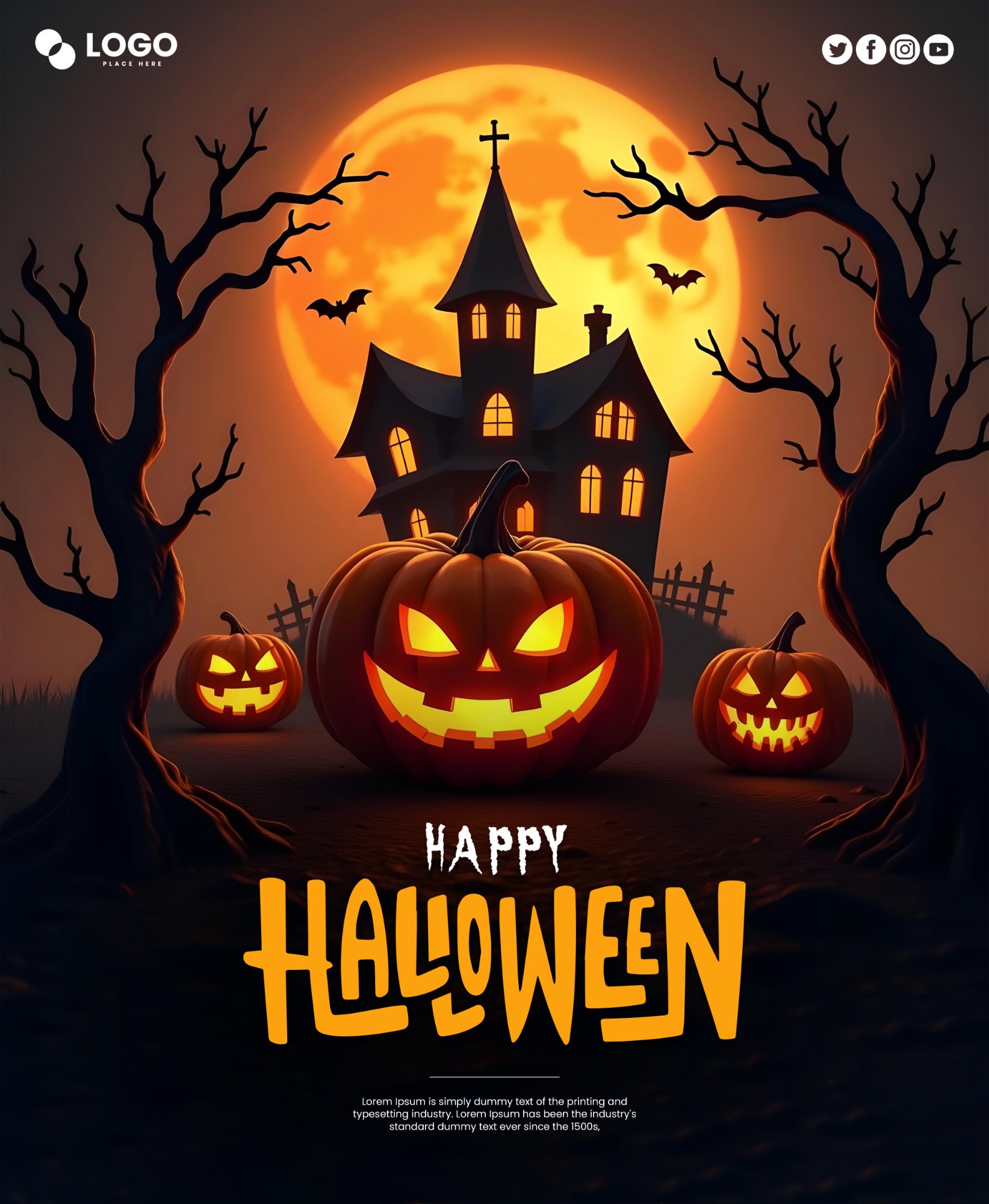 Template Poster / Social Media Halloween – File Vector & PSD Chỉnh Sửa Dễ Dàng