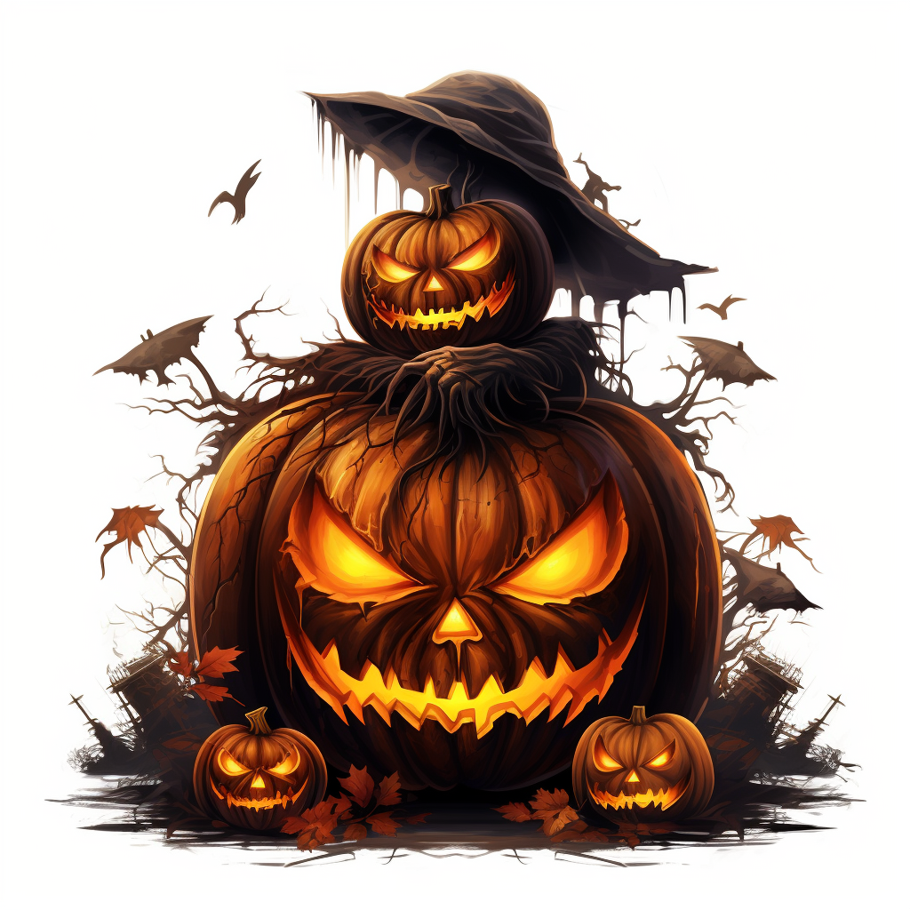 Graphic Element "Happy Halloween" Kiểu Bí Ngô Ma Quái – Vector & PNG Tách Nền