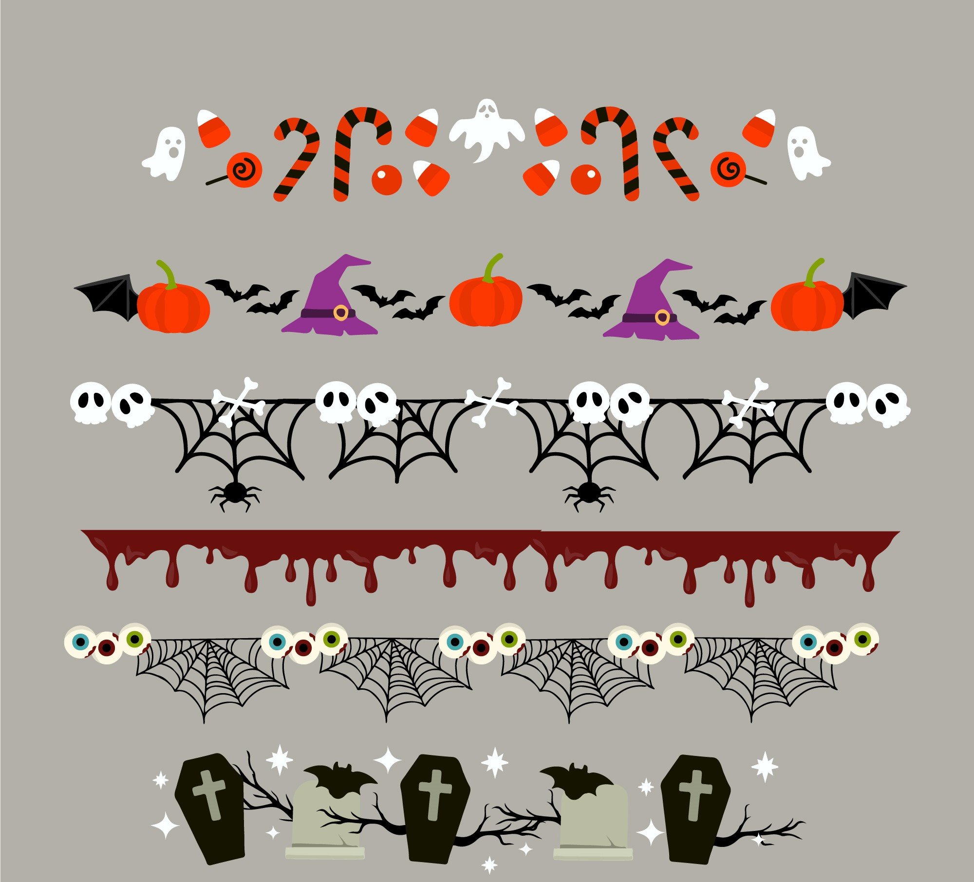 Bộ Sưu Tập Viền (Borders & Frames) Halloween Style Flat Design Free