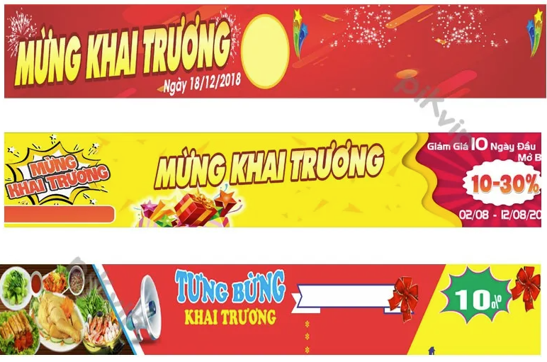 Tải File Vector Tuyển Tập 3 Bộ Banner Khai Trương Sáng Tạo, Đa Dạng Phong Cách