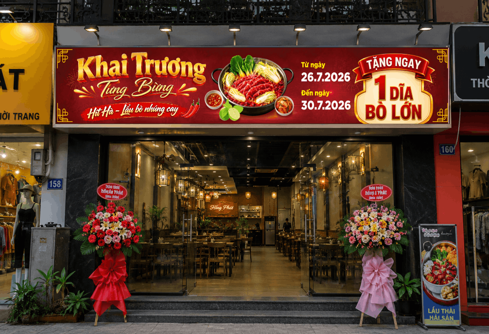 Tải File Vector CDR Băng Rôn Khai Trương Tưng Bừng Quán Lẩu Bò