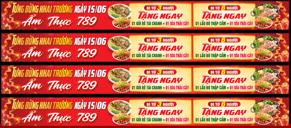 Tải File Vector CDR Băng Rôn Tưng Bừng Khai Trương Ẩm Thực