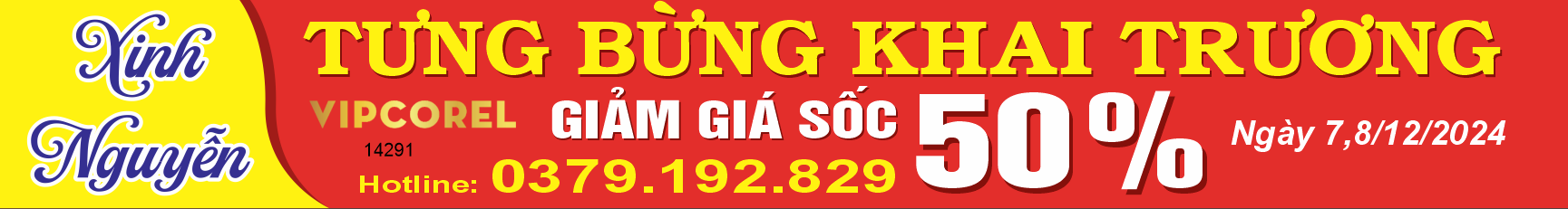 Tải File Vector Băng Rôn Tưng Bừng Khai Trương Giảm Giá Sốc 50%
