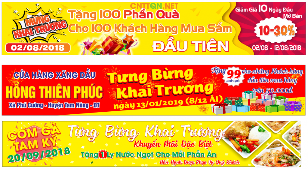 Tải File Vector Ba Mẫu Băng Rôn Mừng Khai Trương File Thiết Kế Quảng Cáo