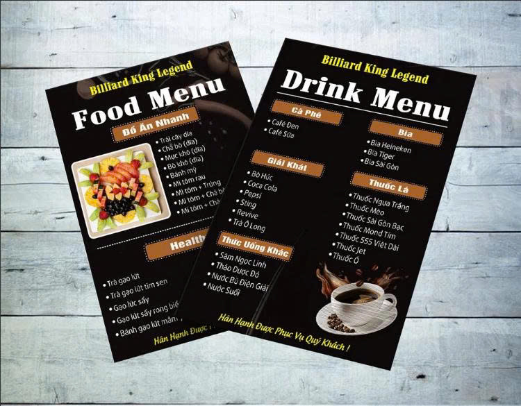 Vector Thiết Kế Menu Đồ Ăn & Thức Uống Đen Vàng