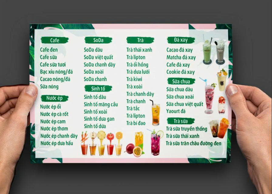 Vector Thiết Kế Menu Đồ Uống Cafe, Trà Sữa