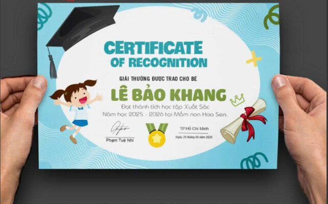 Thiết Kế Giấy Khen Thưởng Học Sinh Mầm Non Xuất Sắc